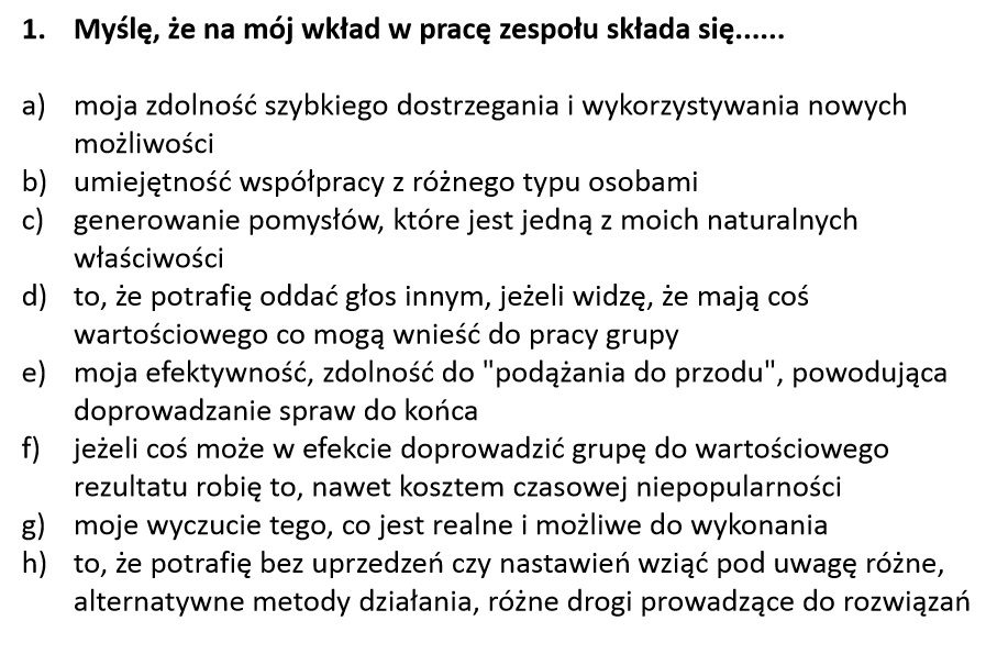 Model Belbina. Uwaga-na końcu artykułu darmowy test Belbina, określ role w zespole 366